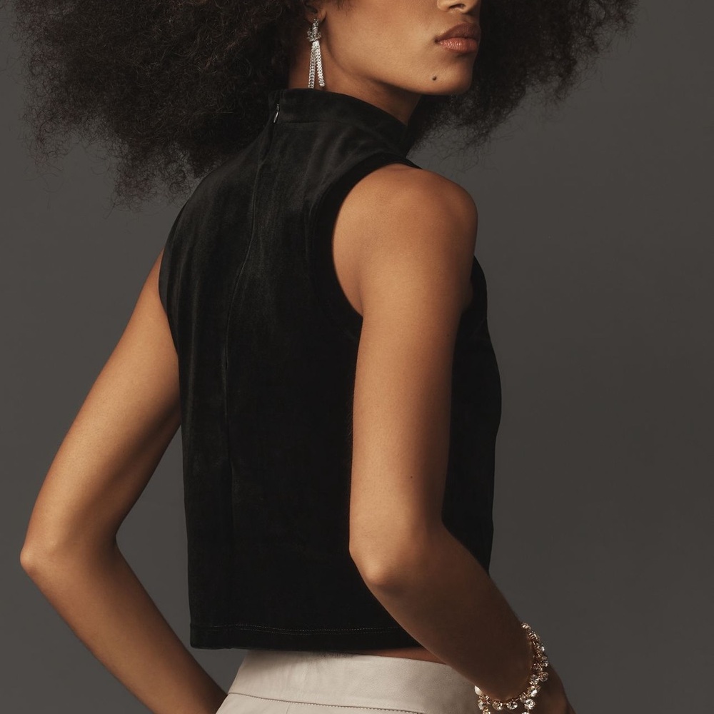 GOOD AMERICAN VELVET MOCK NECK TOP